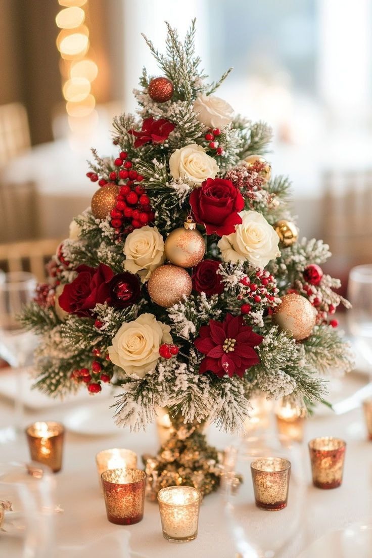 Festive holiday party with elegant décor and warm lighting